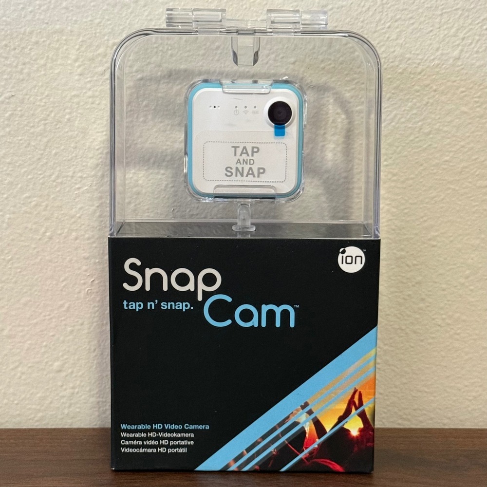 iON SnapCam Wearable HD Video Camera White NIB 8MP WiFi Bluetooth Splashproof